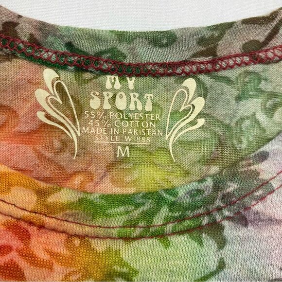 Space Needle T Shirt SZ M Rainbow Burnout Fabric Floral Print My Sport Souvenir - Picture 3 of 12